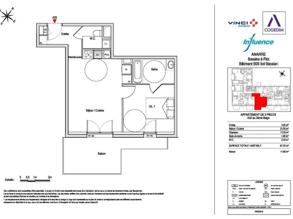 Appartement 2 pièces 42 m² 