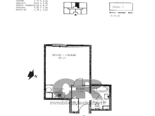 Appartement 1 pièce 31 m² 