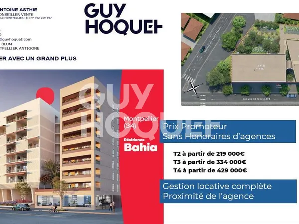 Appartement Montpellier 4 pièces 85 m2, terrasse 17 m² et 2 stationnements 