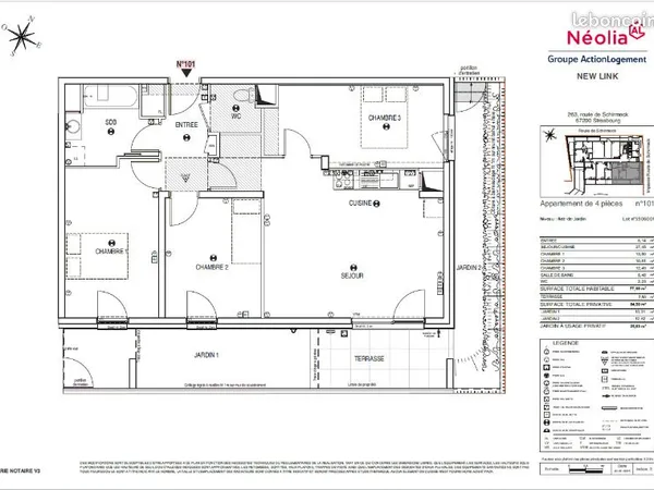 Appartement 4 pièces 77 m² 