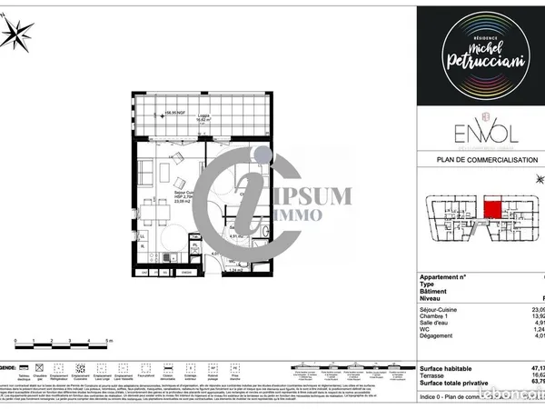 Appartement 2 pièces 47 m² 