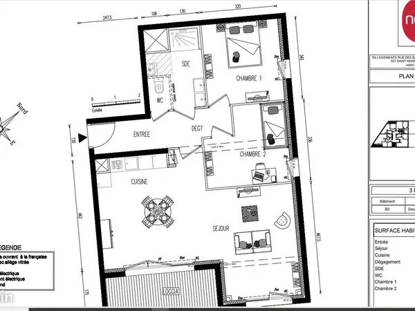 Appartement 3 pièces 72 m² 