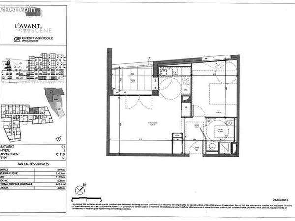Appartement 2 pièces 44 m² 