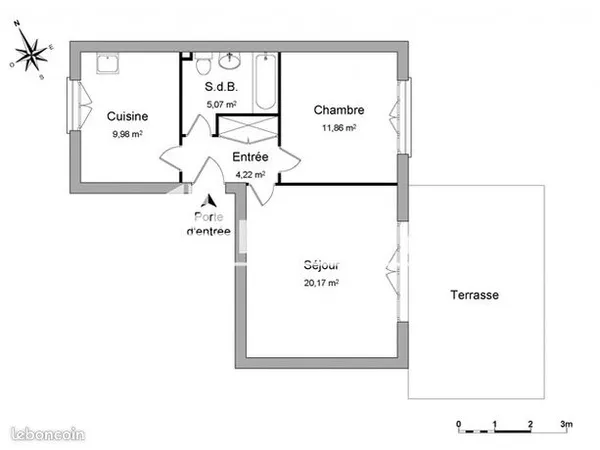 Appartement 2 pièces 51 m² 