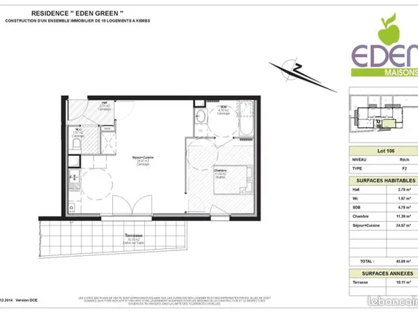 Appartement 2 pièces 46 m² 
