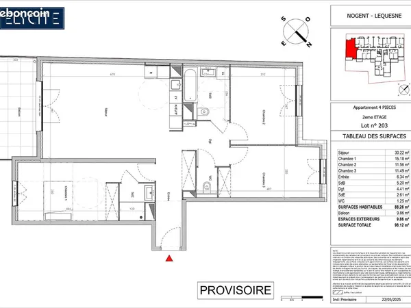 Appartement 4 pièces 88 m² 