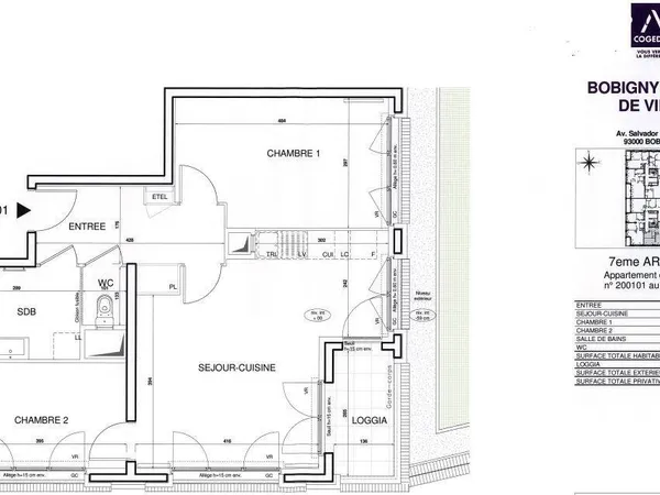 Appartement 3 pièces 61 m² 