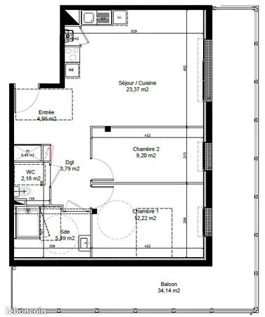 Appartement 3 pièces 62 m² 