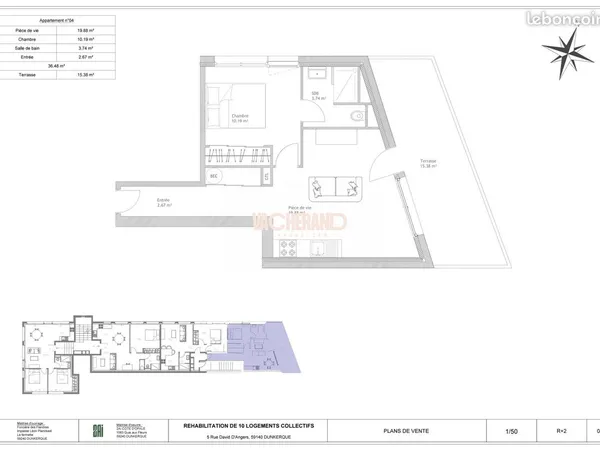 Appartement 2 pièces 36 m² 