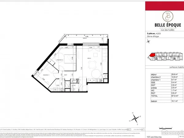 Appartement 3 pièces 67 m² 