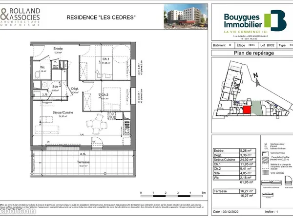Appartement 3 pièces 62 m² 
