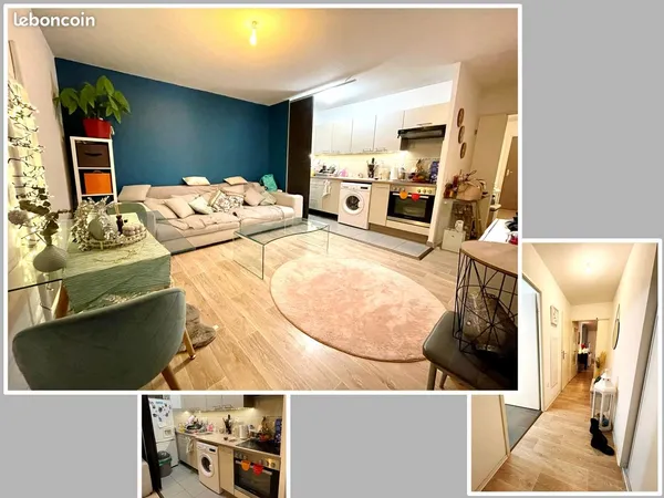 F2 récent 45m² BBC - balcon, garage fermé - dernier étage ascenseur, cuisine équipée - tram D 