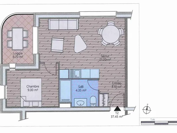 Appartement 2 pièces 39 m² 