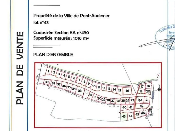 Terrain à bâtir 1016 m² 