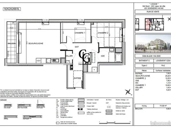 Appartement 3 pièces 75 m² 
