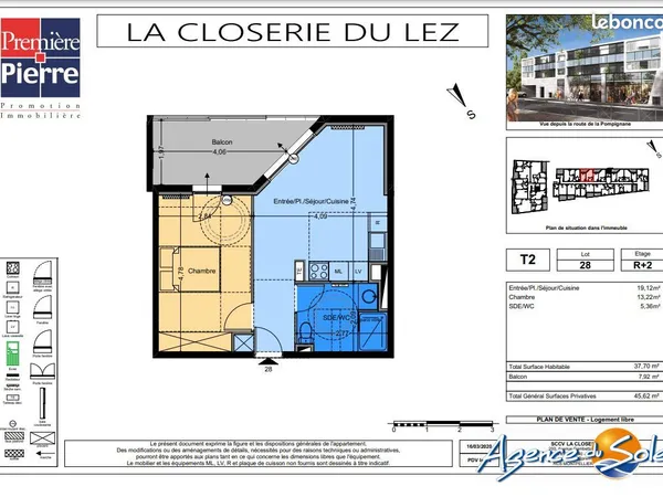 Appartement 2 pièces 38 m² 