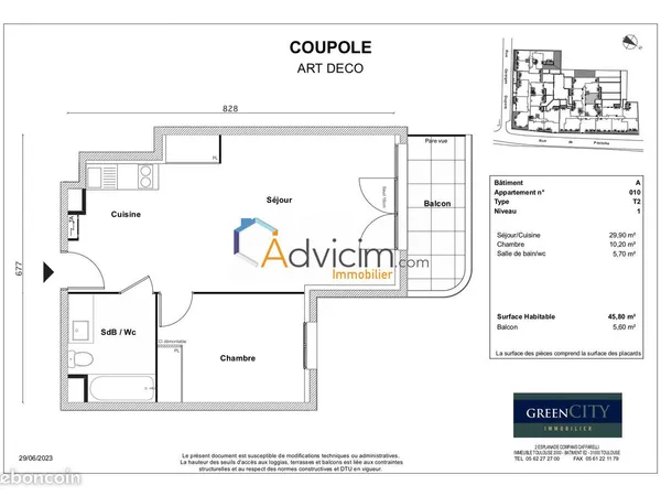 Appartement 2 pièces 46 m² 