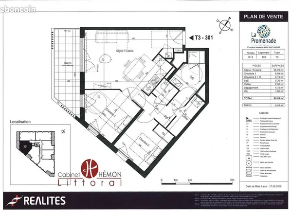 Appartement 3 pièces 60 m² 
