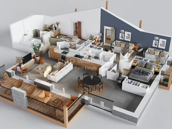 Magnifique appartement 5 pièces sous les toits avec 3 balcons 