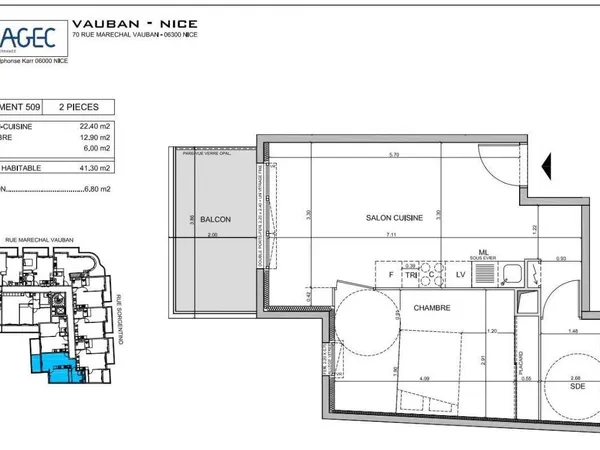 Appartement 2 pièces 41 m² 