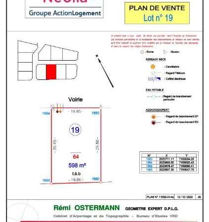Terrain en lotissement 598 m² 