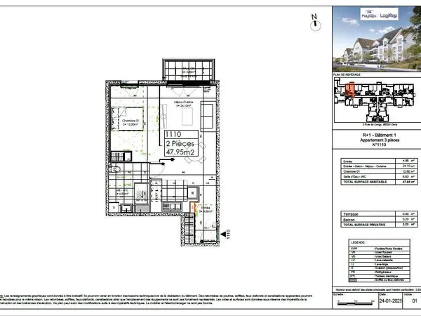 Appartement 2 pièces 47 m² 
