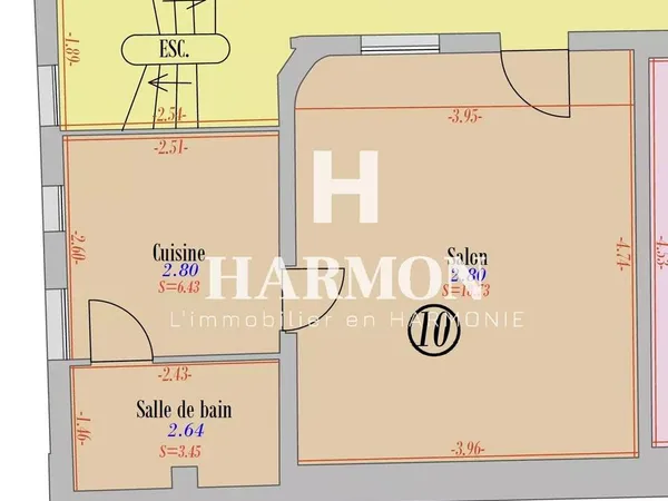 Studio 2 pièces 29 m² 