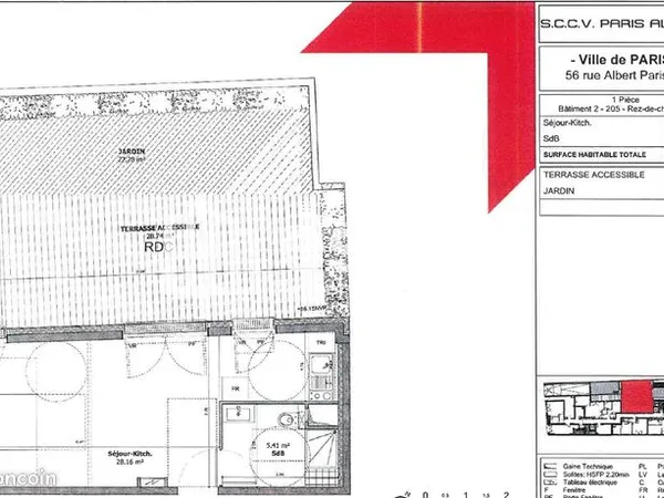 Studio 1 pièce 33 m² 