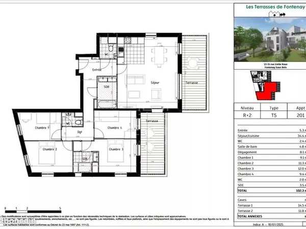 Appartement 5 pièces 102 m² 