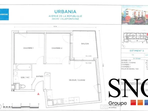 Appartement 3 pièces 56 m² 