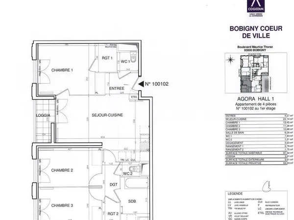 Appartement 4 pièces 80 m² 