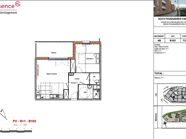 A LOUER APPARTEMENT DE TYPE 2 - RESIDENCE NEUVE 