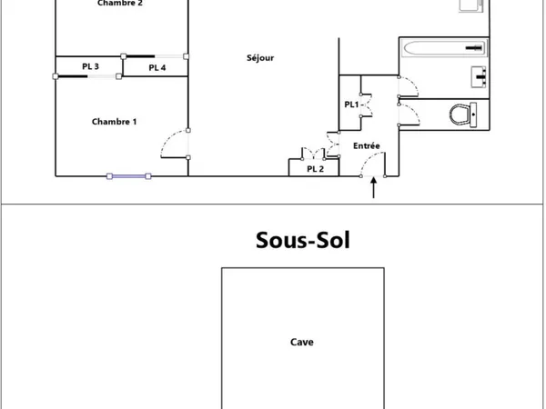 Appartement 3 pièces 56 m² 