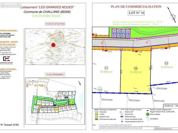 Terrain 402 m² Challans 