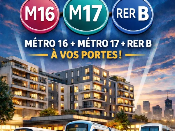idéal investisseur ou premier achat studio neuf 33m² à 10 minutes du RER B +m16+m17 