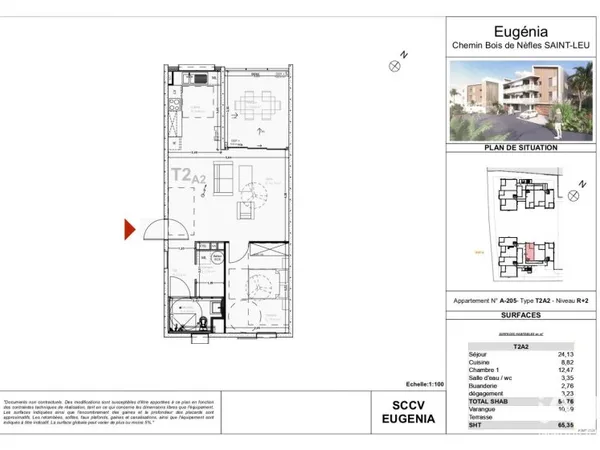 Appartement 2 pièces 65 m²