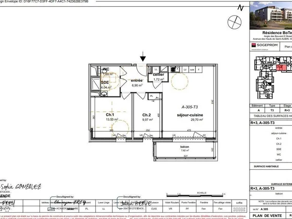 Appartement 3 pièces 67 m² 