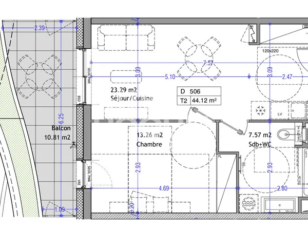 Appartement Aix Les Bains 2 pièce(s) 44 m2 