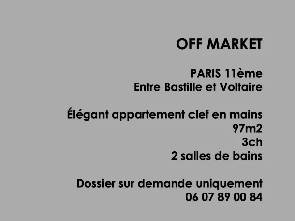 Élégant appartement rénové 3ch Paris 11ème 