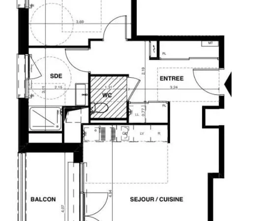 Appartement 3 pièces 53 m² 