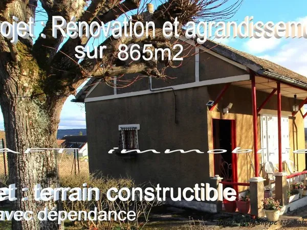Projet habitation à rénover ou agrandir sur un beau terrain constructible 865 m2 avec 27m de 