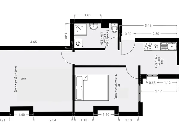 Vends appartement - 39m² 