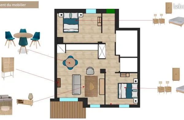 Appartement 3 pièces 59 m² 