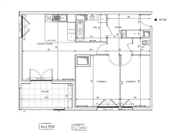 Appartement 3 pièces 69 m² 