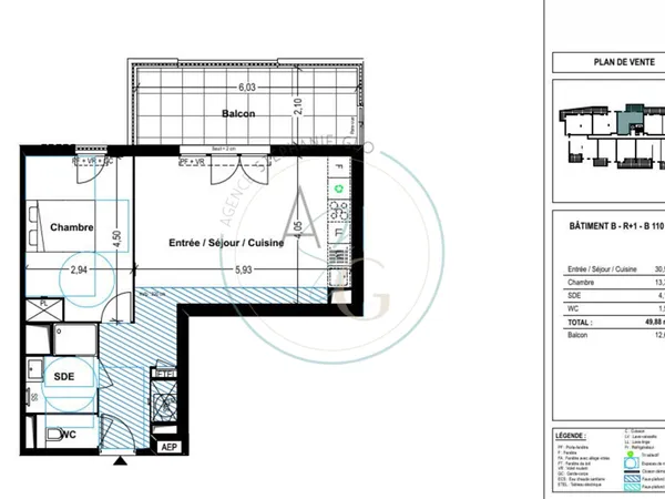 COGOLIN - RESIDENCE NEUVE - T2 De 49.88 m² avec terrasse 
