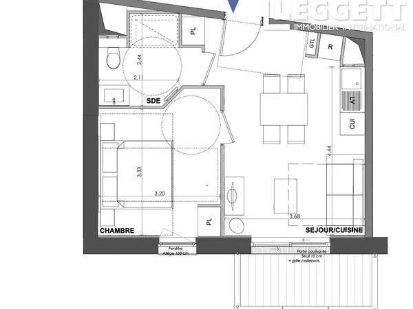 Appartement 2 pièces 42 m² 