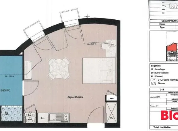 Appartement 1 pièce 29 m² 
