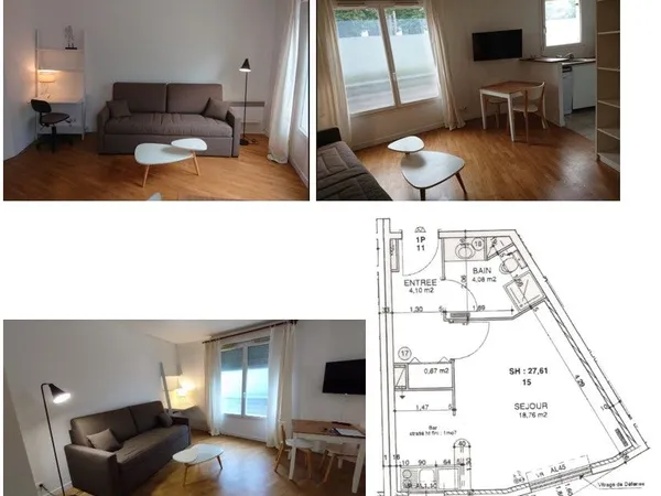 Studio 28 m² avec parking chatillon 