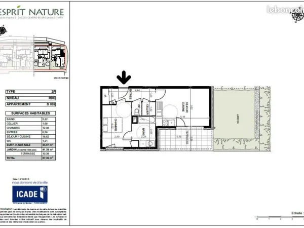 Appartement 2 pièces 46 m² 