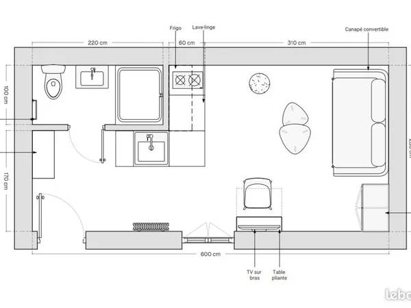 Studio meublé refait à neuf 